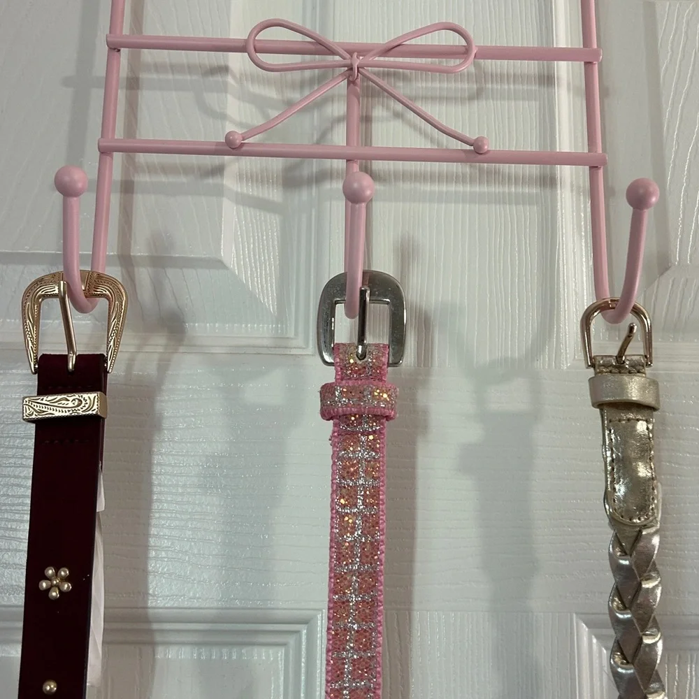 Girls 3 belts Lot Bundle. Sizes XS , 4-7- Pink, Gold, Burgundy-Children Belt Set